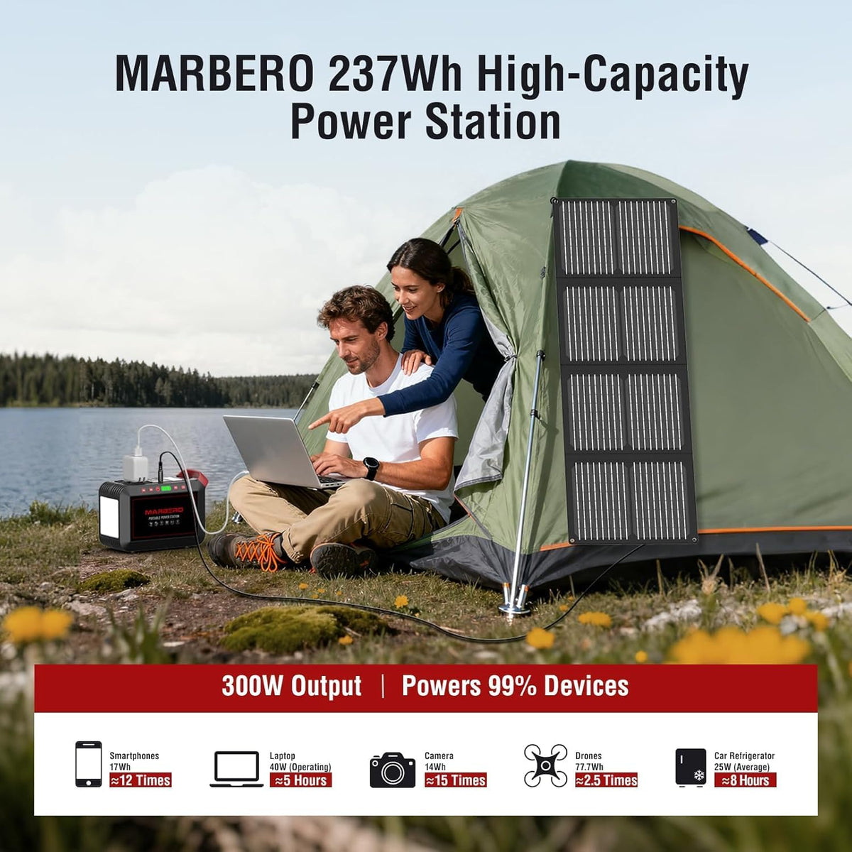 Estación de energía portátil 300W MARBERO 237Wh generador solar de...
