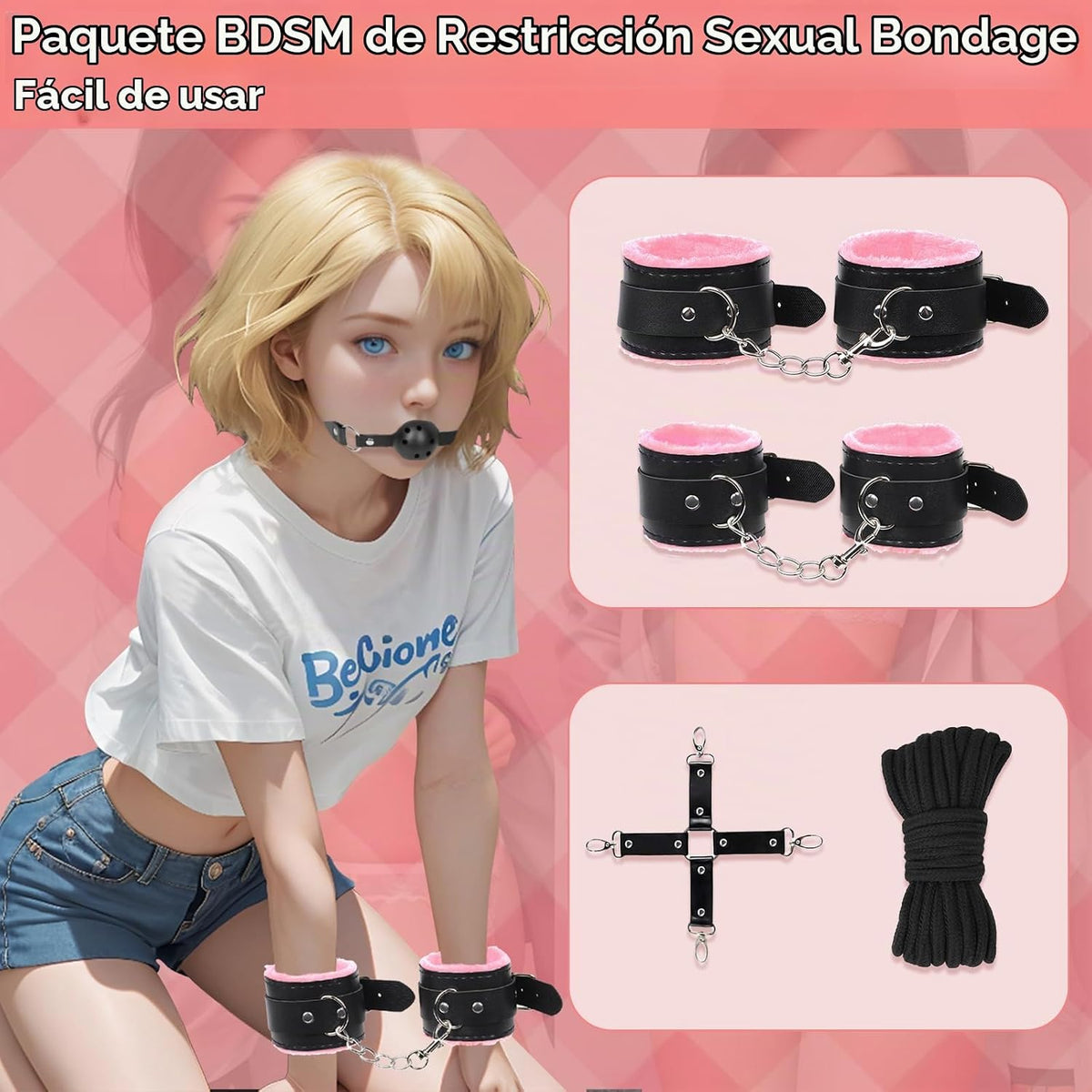 10 PCS Kits de Bondage Sexual BDSM con Restricciones, Esposas Fetic...