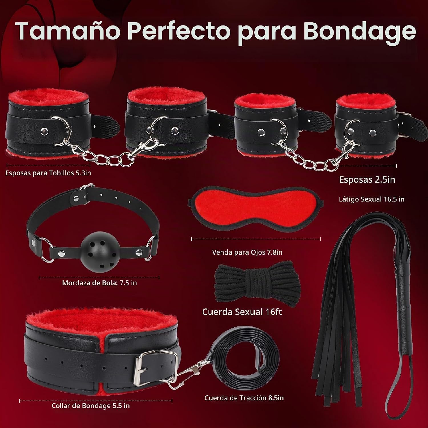 BDSM Bondage Kit de juguetes sexuales, 8 piezas, juego de bondage s...
