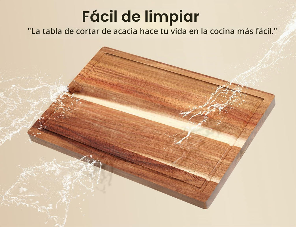 Fibogollo Tablas de cortar de madera de acacia para cocina (juego d...