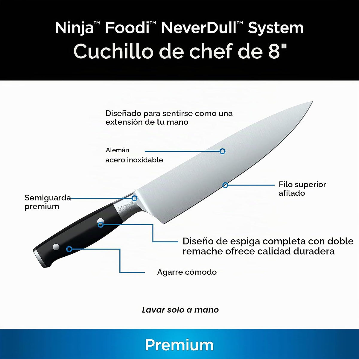 Ninja K30020 Foodi NeverDull System - Cuchillo de chef de 8 pulgada...