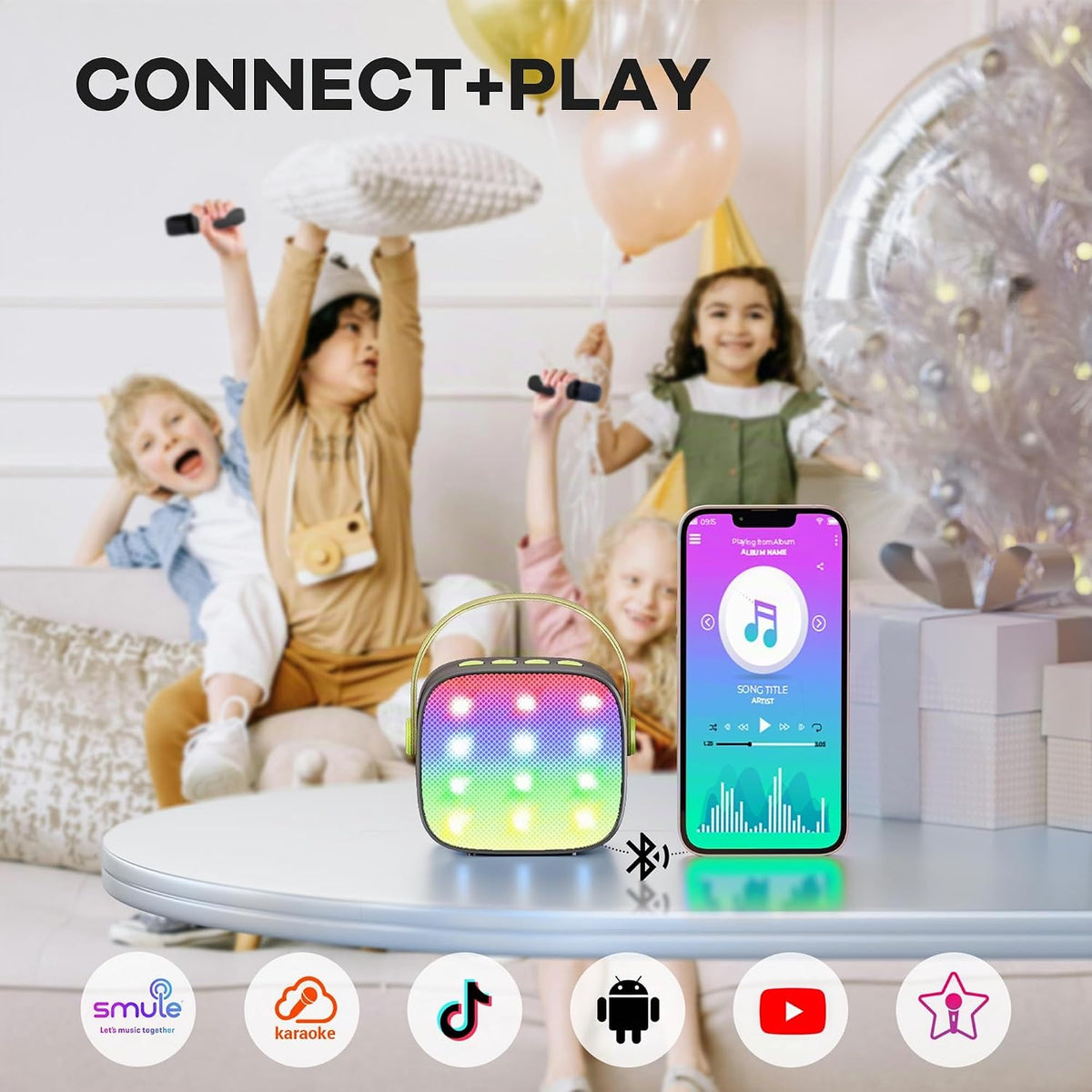 YLL Mini Máquina de Karaoke con 2 Micrófonos Inalámbricos, MEJORES...