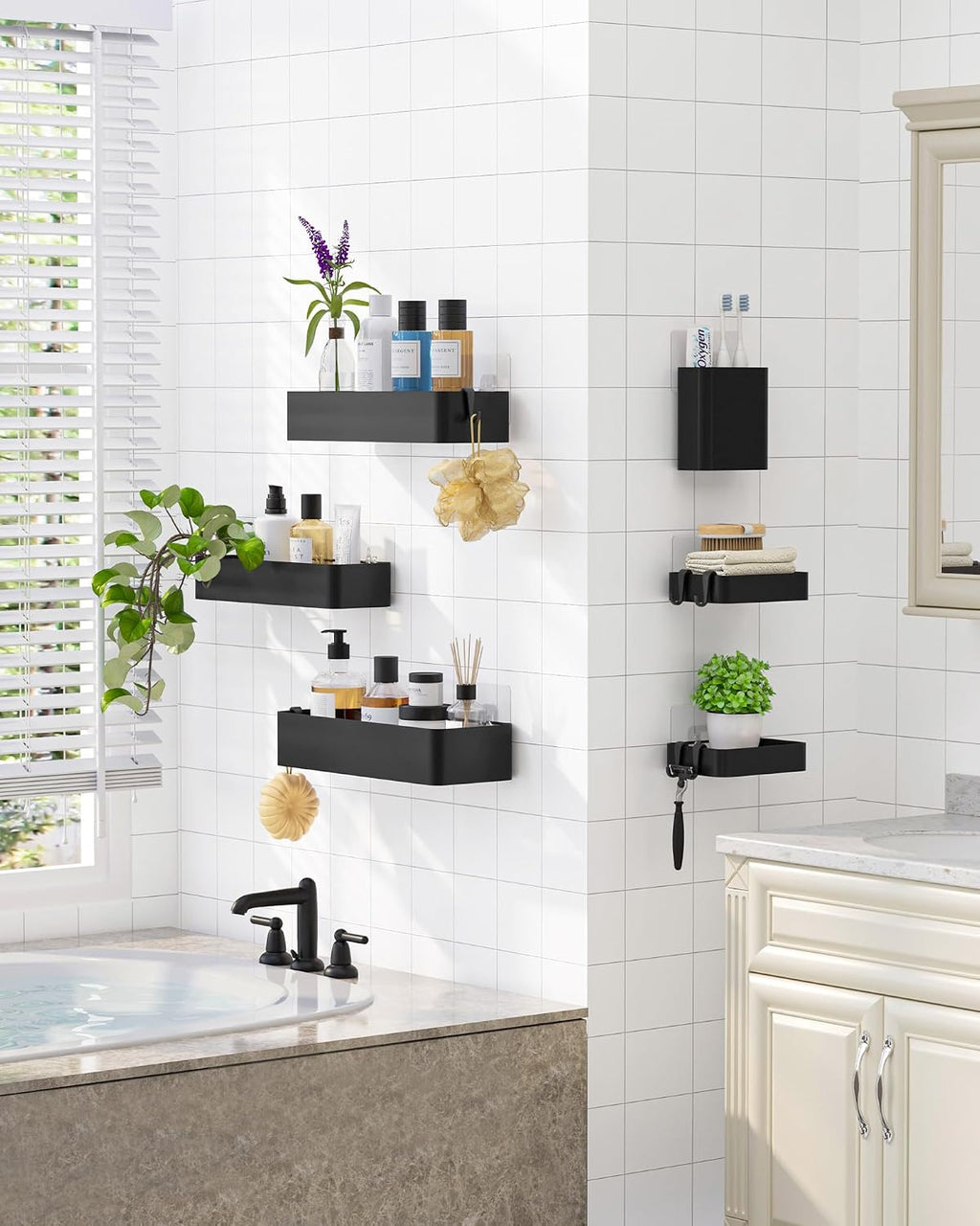 Kitsure Organizador adhesivo para ducha, paquete de 6, estantes de...