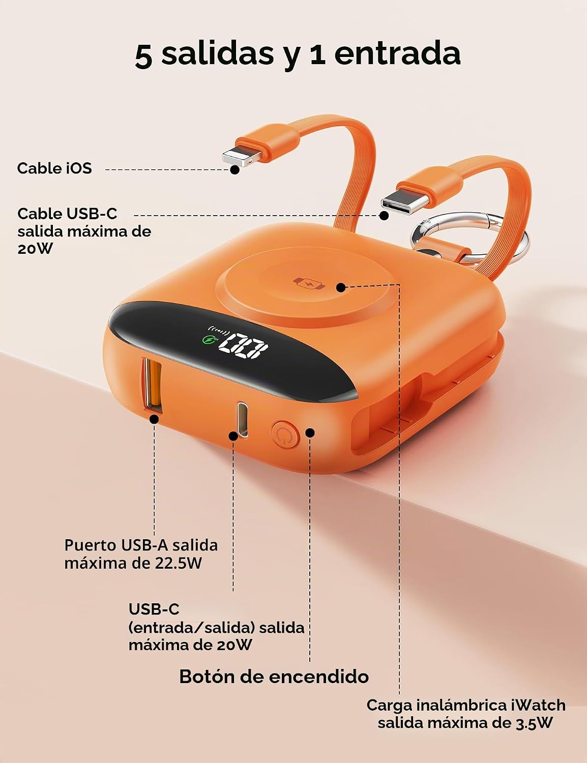BLJIB Cargador portátil 10000mAh 22.5W Banco de energía incorporado...
