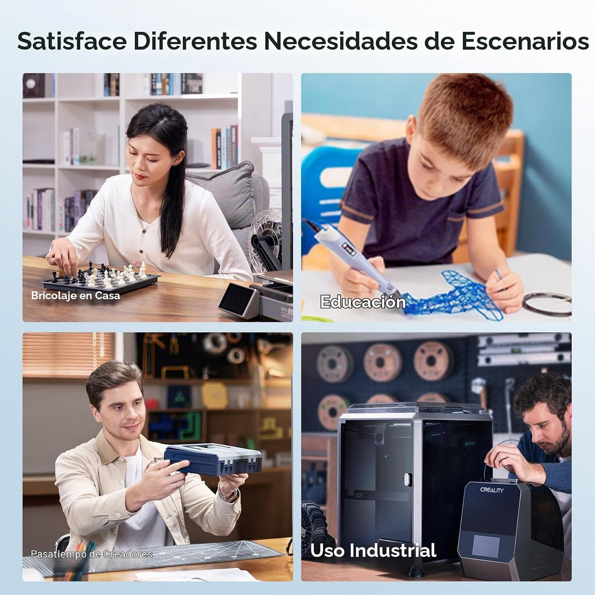 Creality Filamento de impresora 3D PLA+, blanco, paquete de 4, Toal...