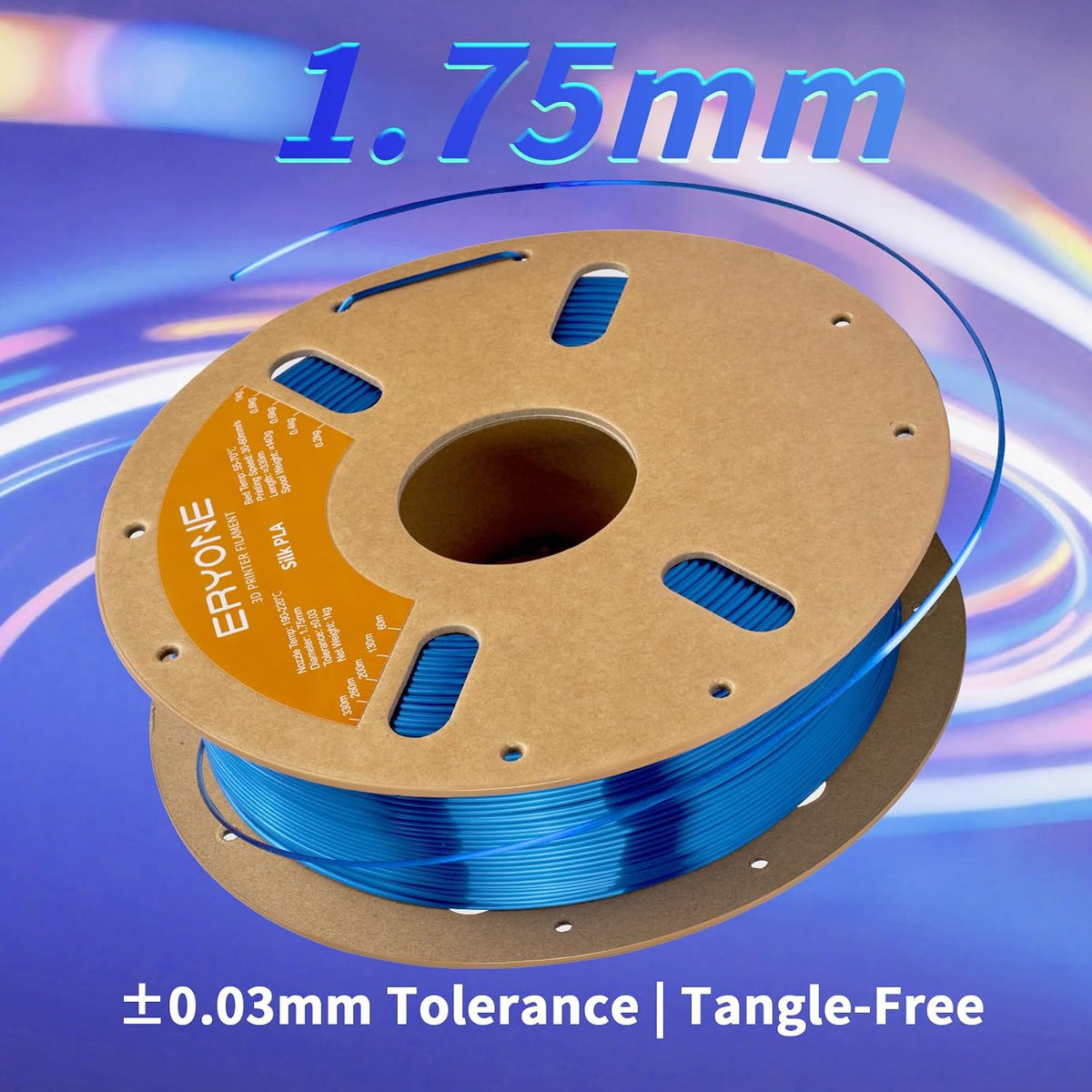 ERYONE Filamento PLA de seda para impresora 3D de 0.069 in +\/- 0.0...