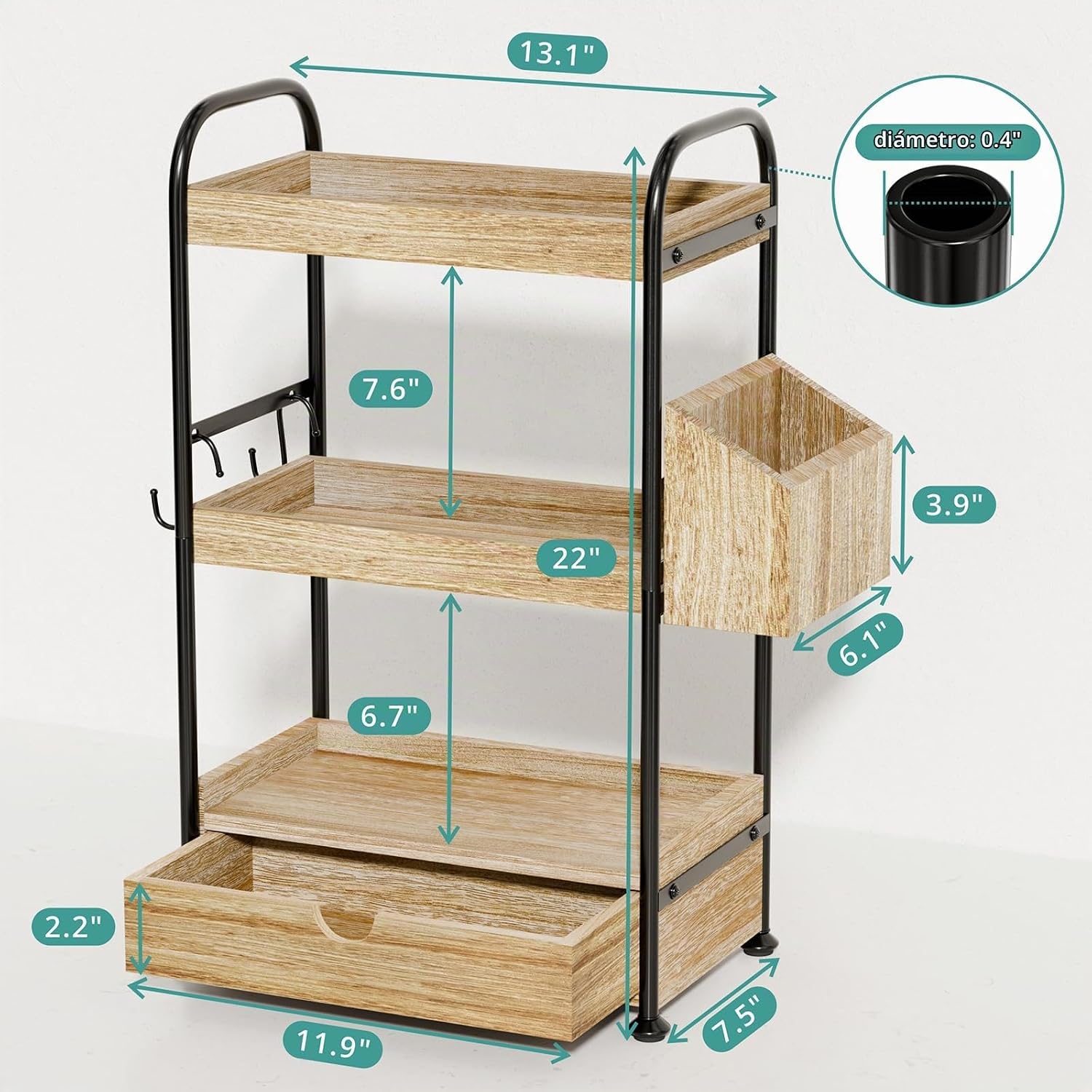 Kottwca Organizador de encimera de baño de 3 niveles con cajón, est...