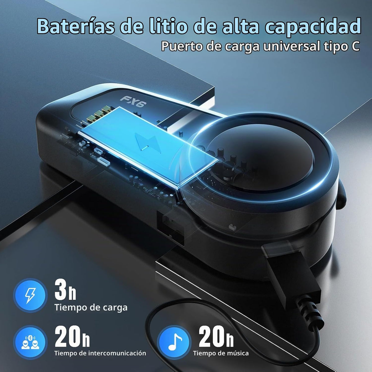 Fodsports FX6 - Auriculares Bluetooth para motocicleta, intercomuni...