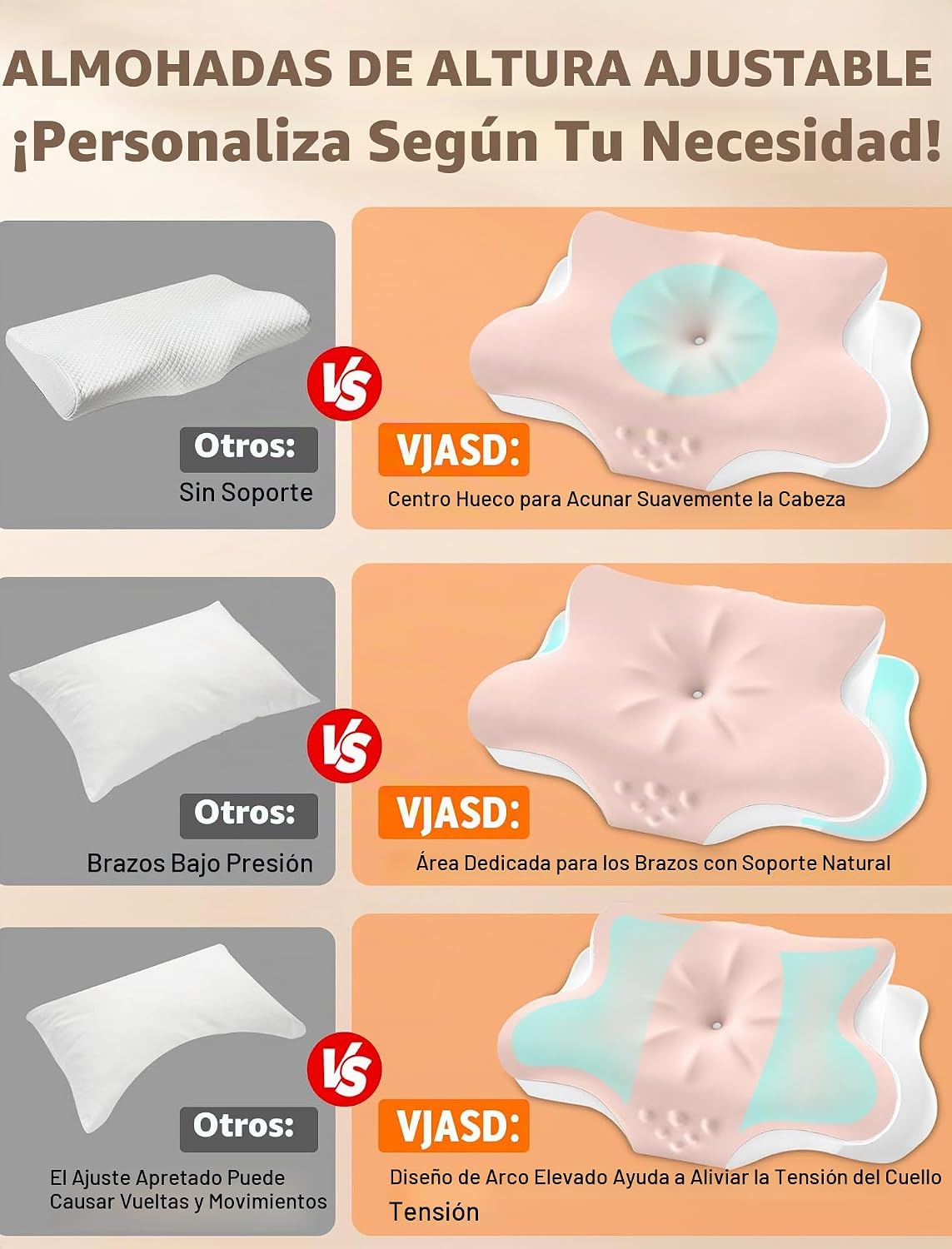 Almohada cervical para el cuello para aliviar el dolor, almohada er...