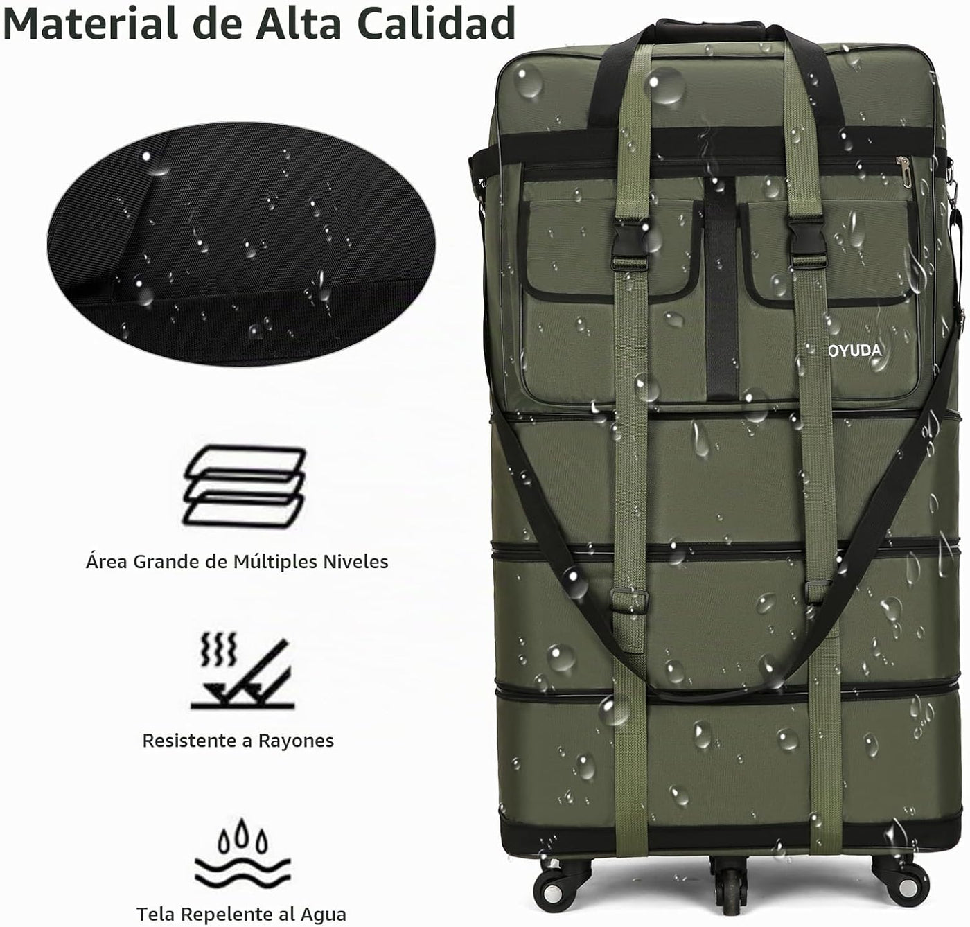 Gloyuda Equipaje Expandible de 130L, Maleta de 40 Pulgadas con Rued...