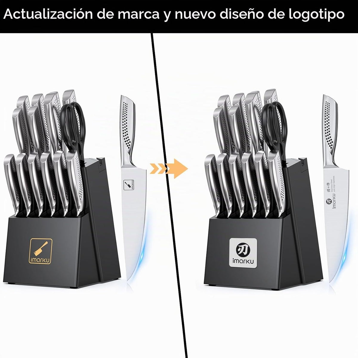 imarku® Juego de cuchillos de cocina, 15 piezas, juego de cuchillos...