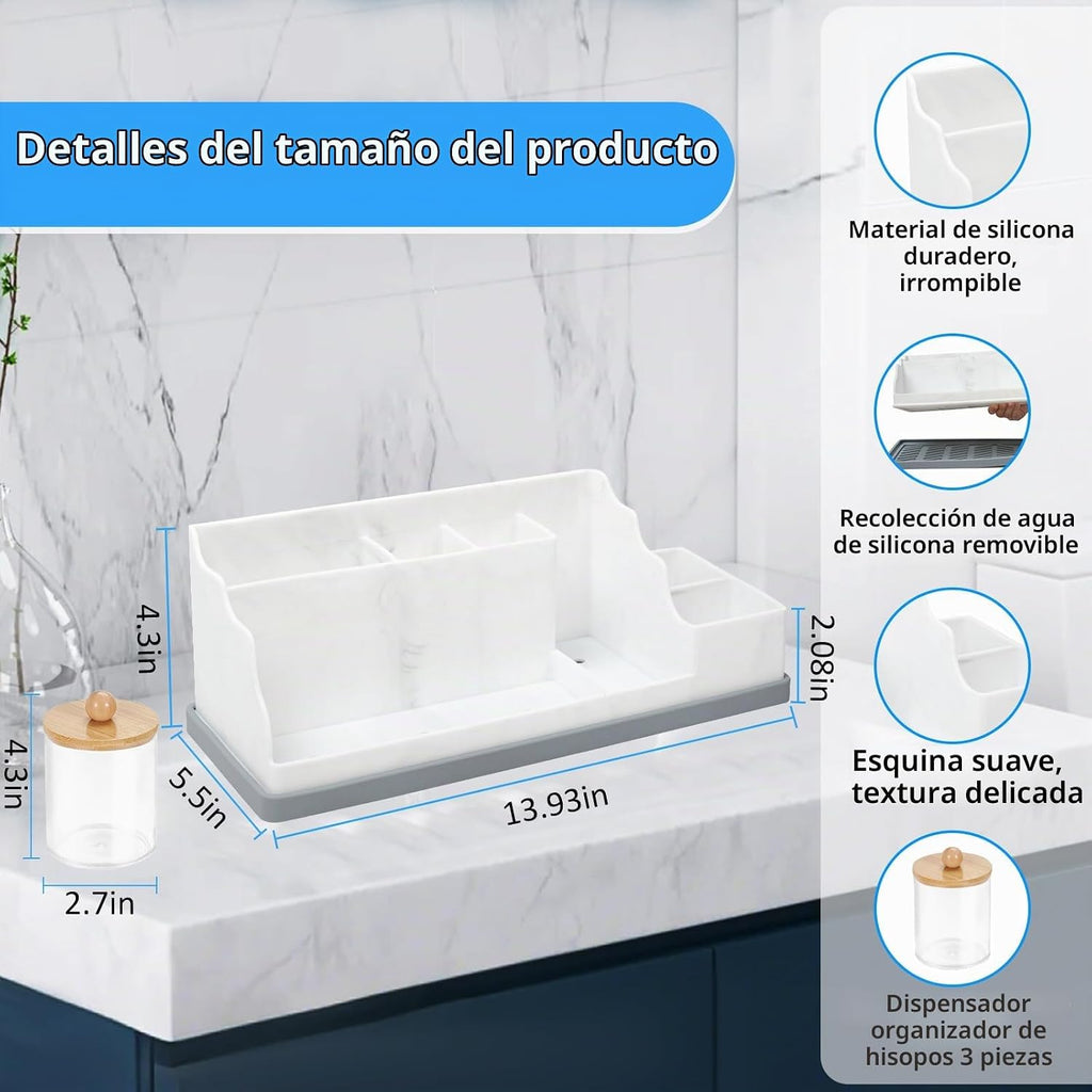 Organizador de mostrador de baño, soportes grandes de silicona blan...