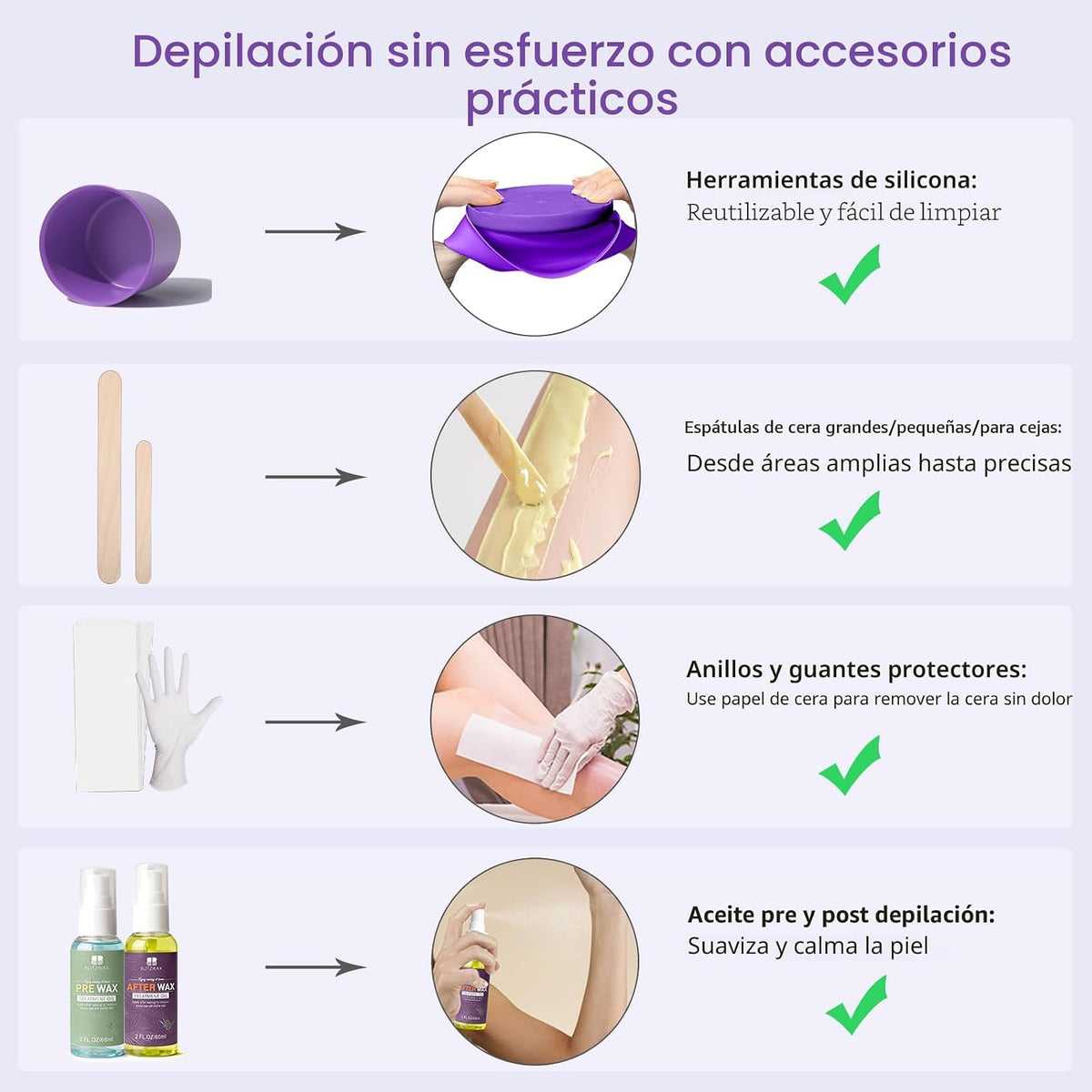 Kit de cera BLITZWAX para depilación brasileña y bikini para mujere...
