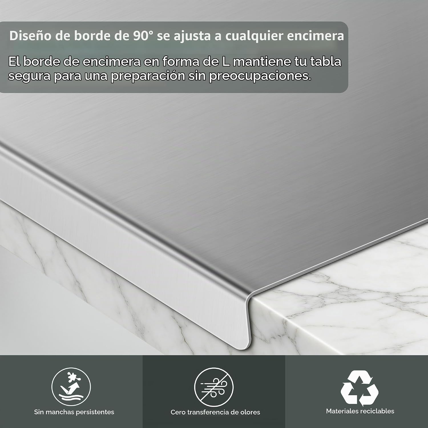 Juego de tablas de cortar de acero inoxidable para cocina, paquete...