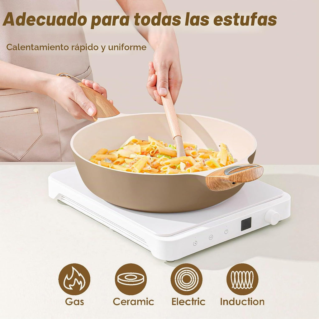 SENSARTE - Juego de ollas y sartenes de cerámica antiadherentes, ju...