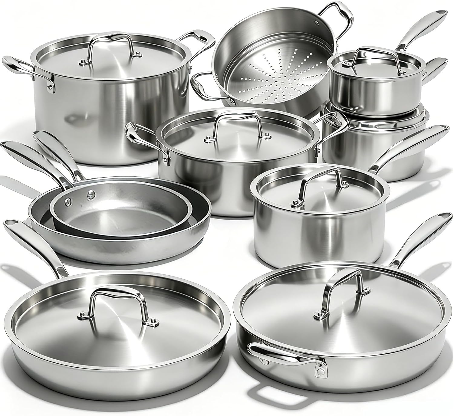 Umite Chef Juego de 17 utensilios de cocina de acero inoxidable rev...