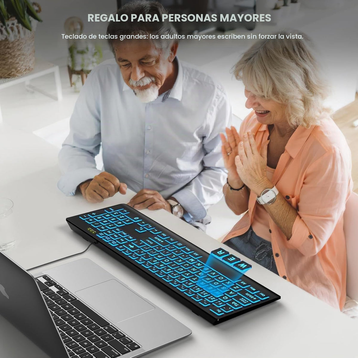SABLUTE K11PRO Teclado retroiluminado de impresión grande, fuente 3...
