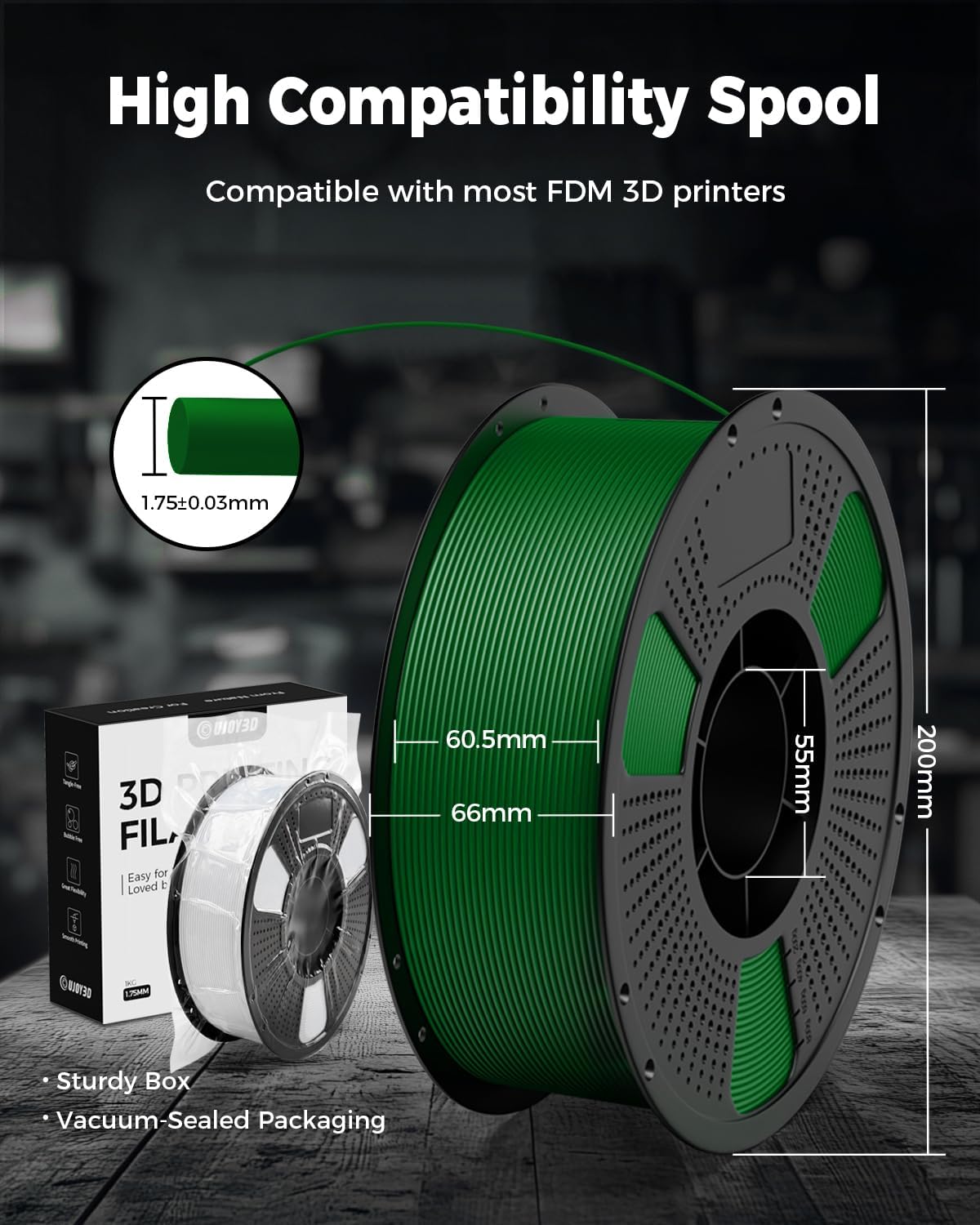 UJOY3D Paquete de filamento Hyper PLA+ de 8.8 lbs de 0.07 in, PLA+...