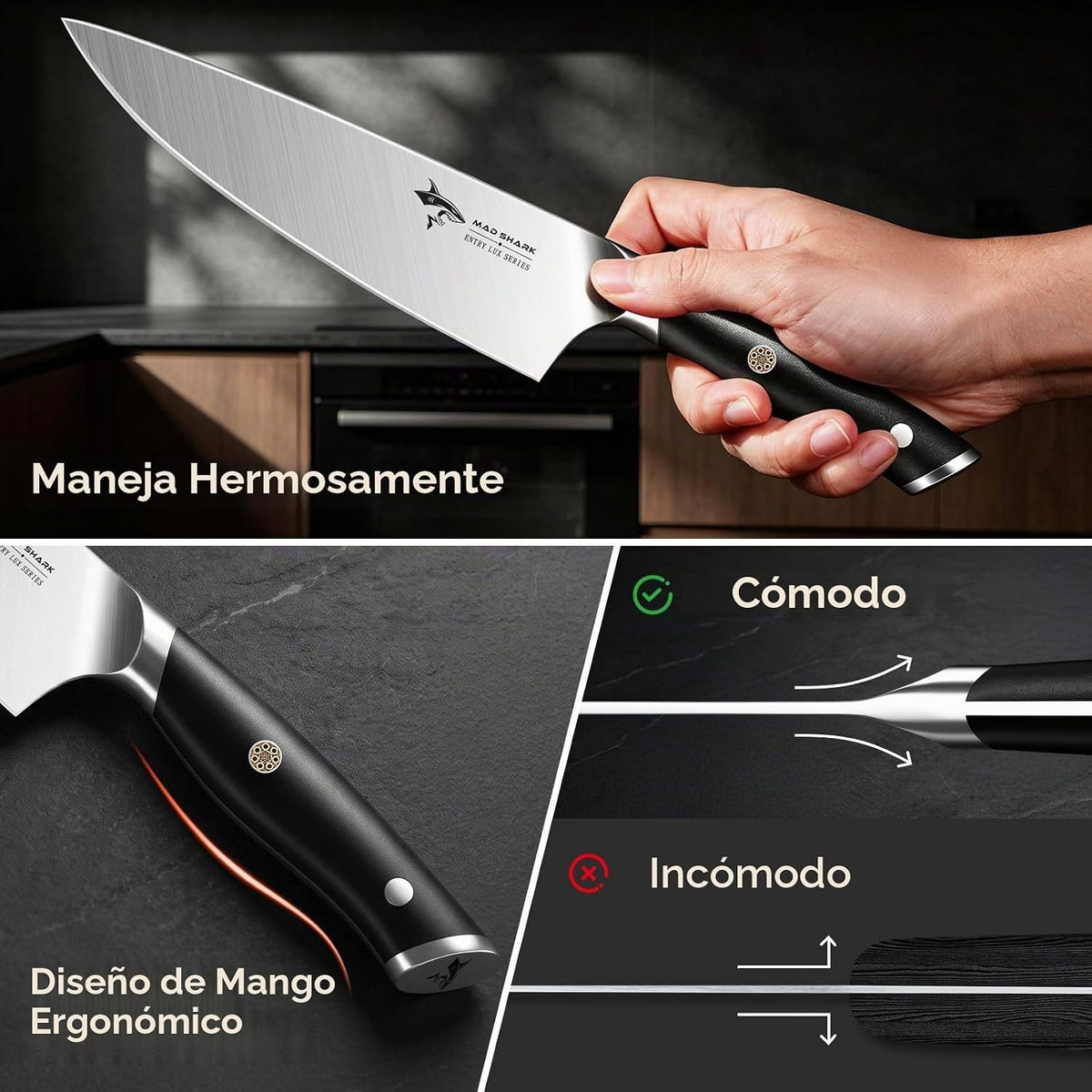 MAD SHARK - Juego de cuchillos de cocina, 5 piezas de cuchillos de...