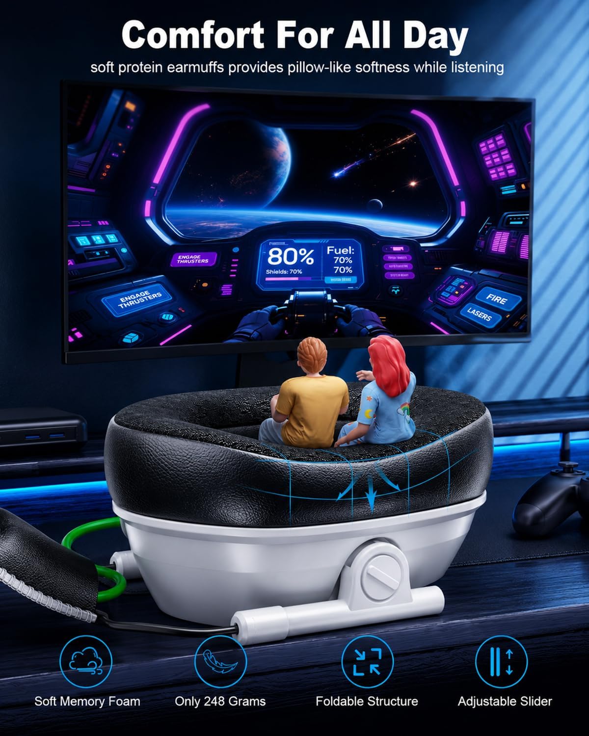 Auriculares inalámbricas para juegos para PS5, PS4, PC, Switch, lat...