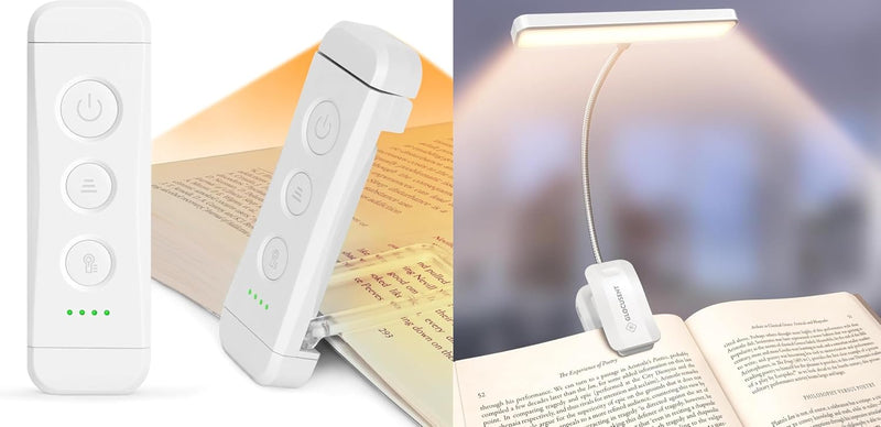 Glocusent Book Light Duo: 26 LED Wide Eye\u2011Lámpara de cuidado +...