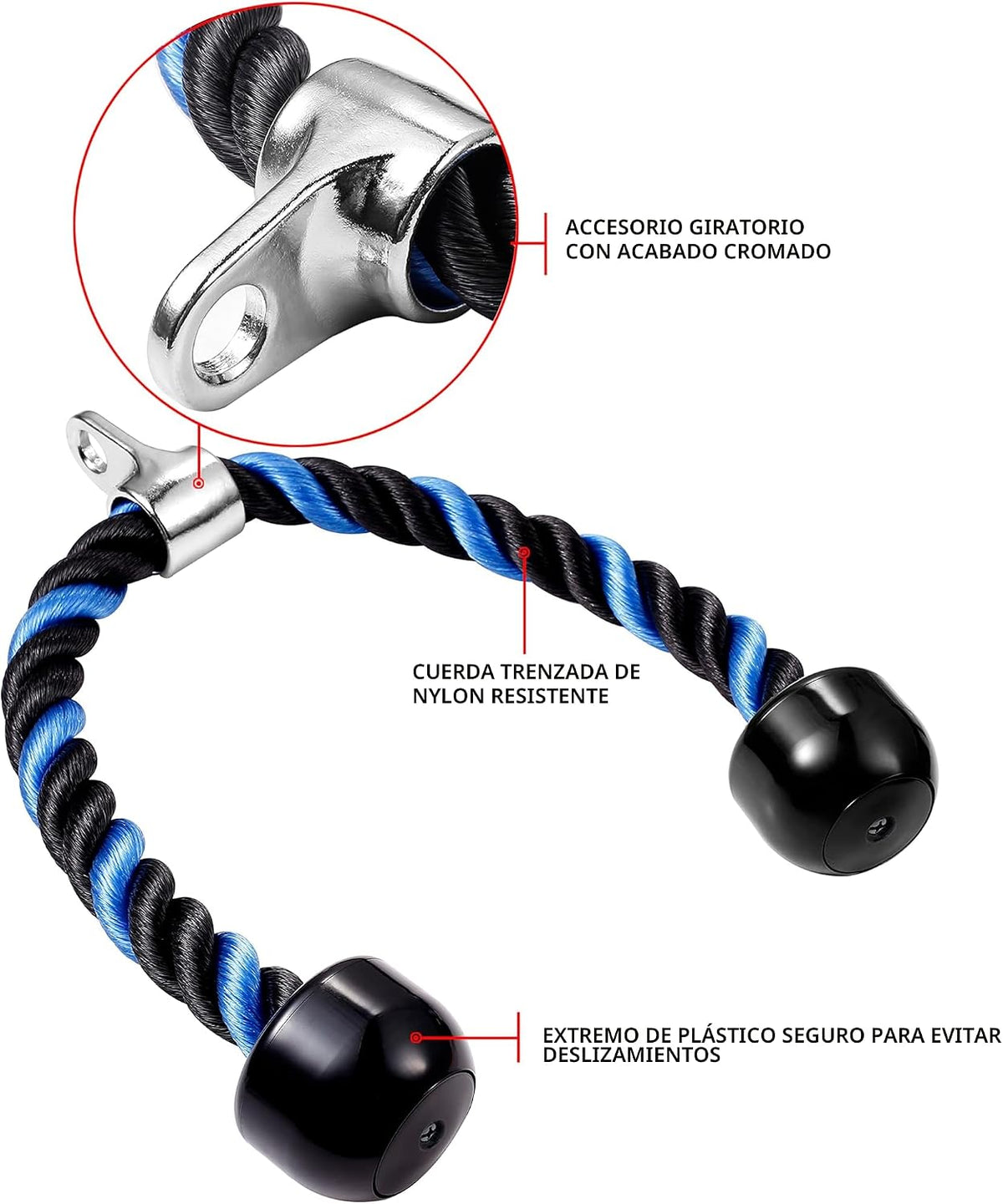 AWEFRANK Cable de tracción de cuerda de tríceps de lujo, 27 y 36 pu...