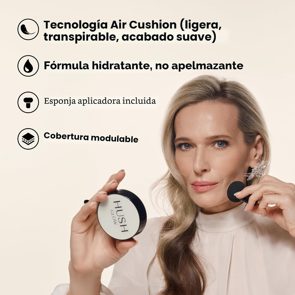 HushGlow® Base de cojín SPF 30, fórmula infundida para el cuidado d...