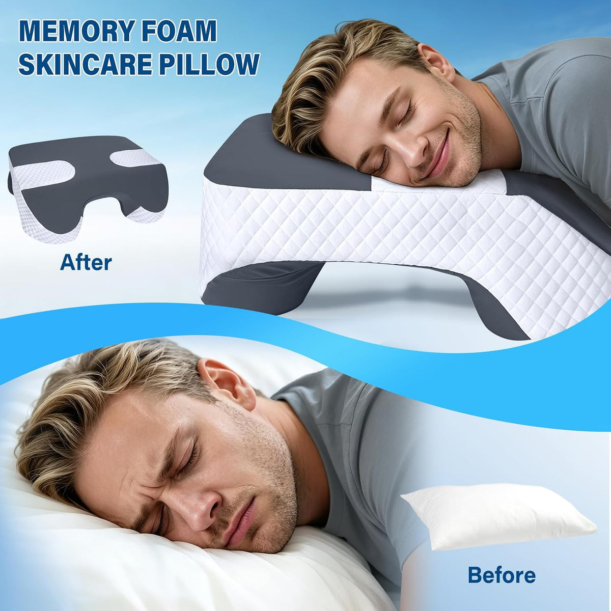 SAHEYER Almohada para dormir lateral con orificios para los brazos,...