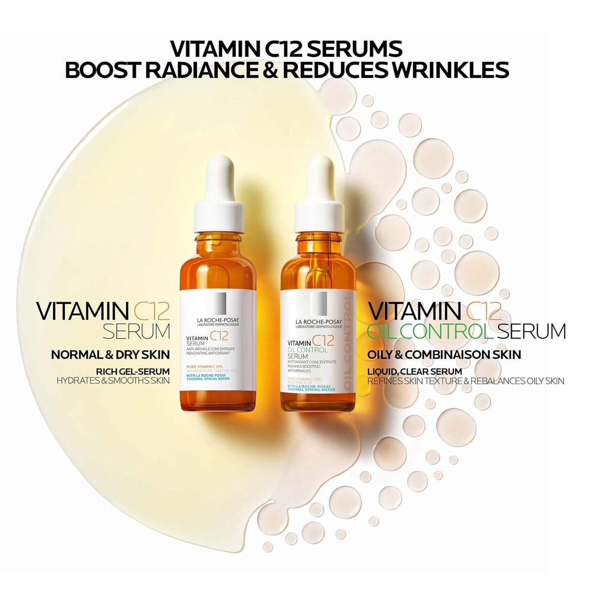 Suero facial con vitamina C al 12% La Roche-Posay, 2 fórmulas con á...