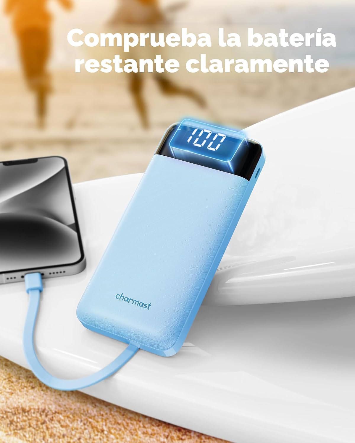Charmast Power Bank - Cargador portátil con 4 cables integrados ref...