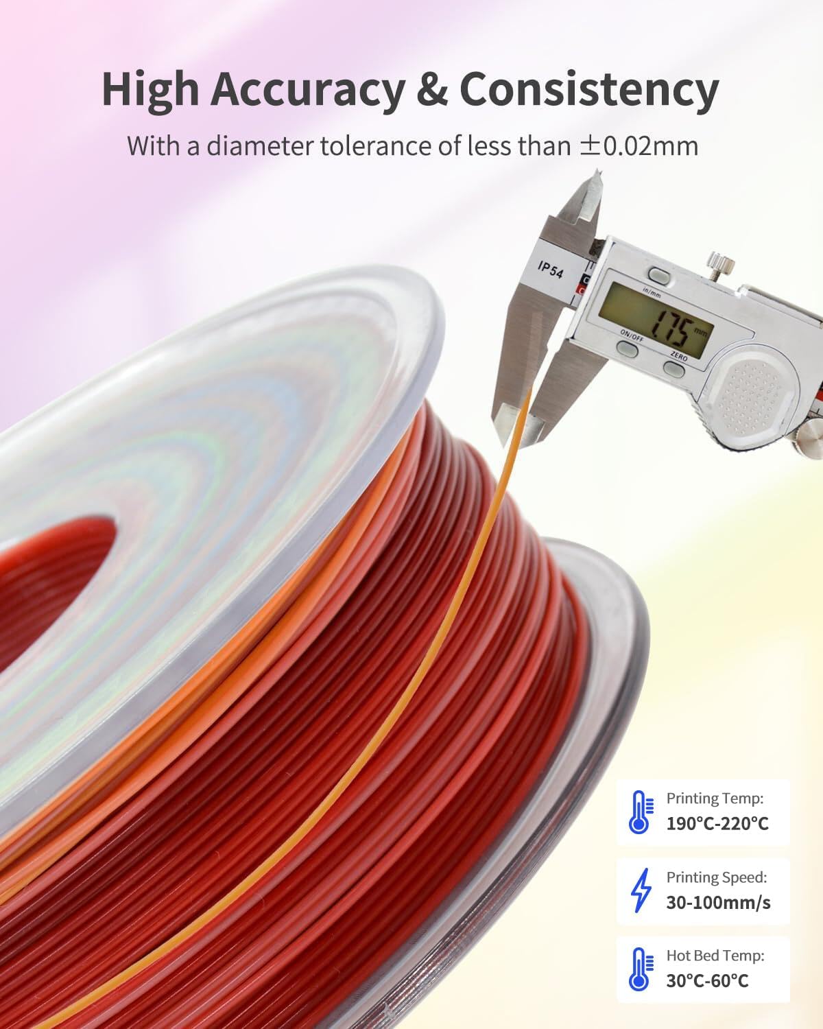 XZN Filamento PLA 1.75mm, filamento multicolor para impresora 3D de...