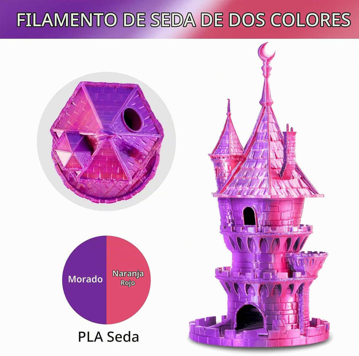 ERYONE Filamento de ácido poliláctico (PLA) de seda bicolor para im...