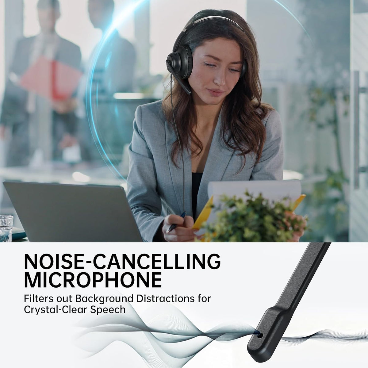 EKSA H8 - Auriculares USB con micrófono para trabajo, auriculares e...