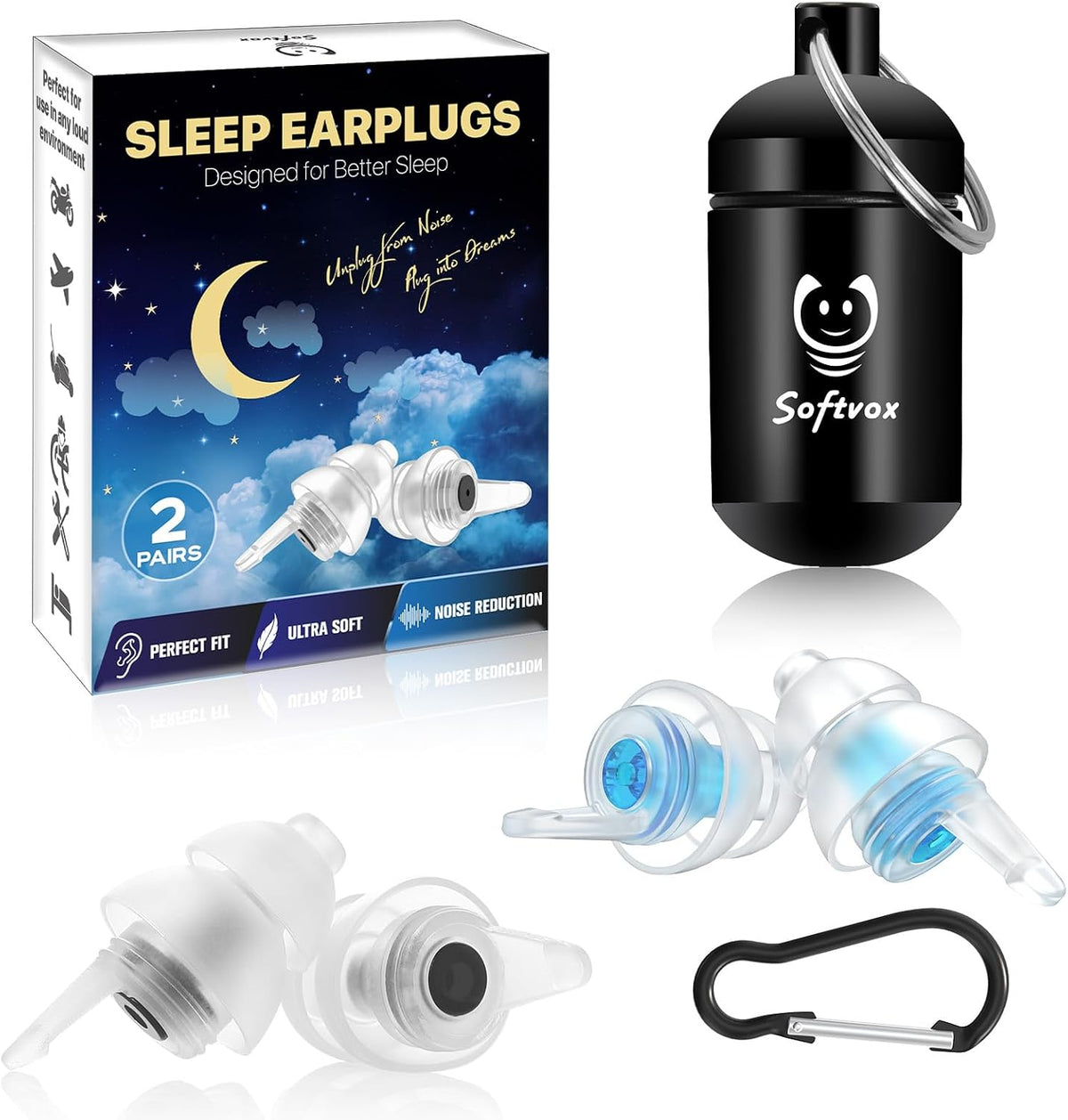 Tapones para los oídos para dormir, cómodos tapones reutilizables p...