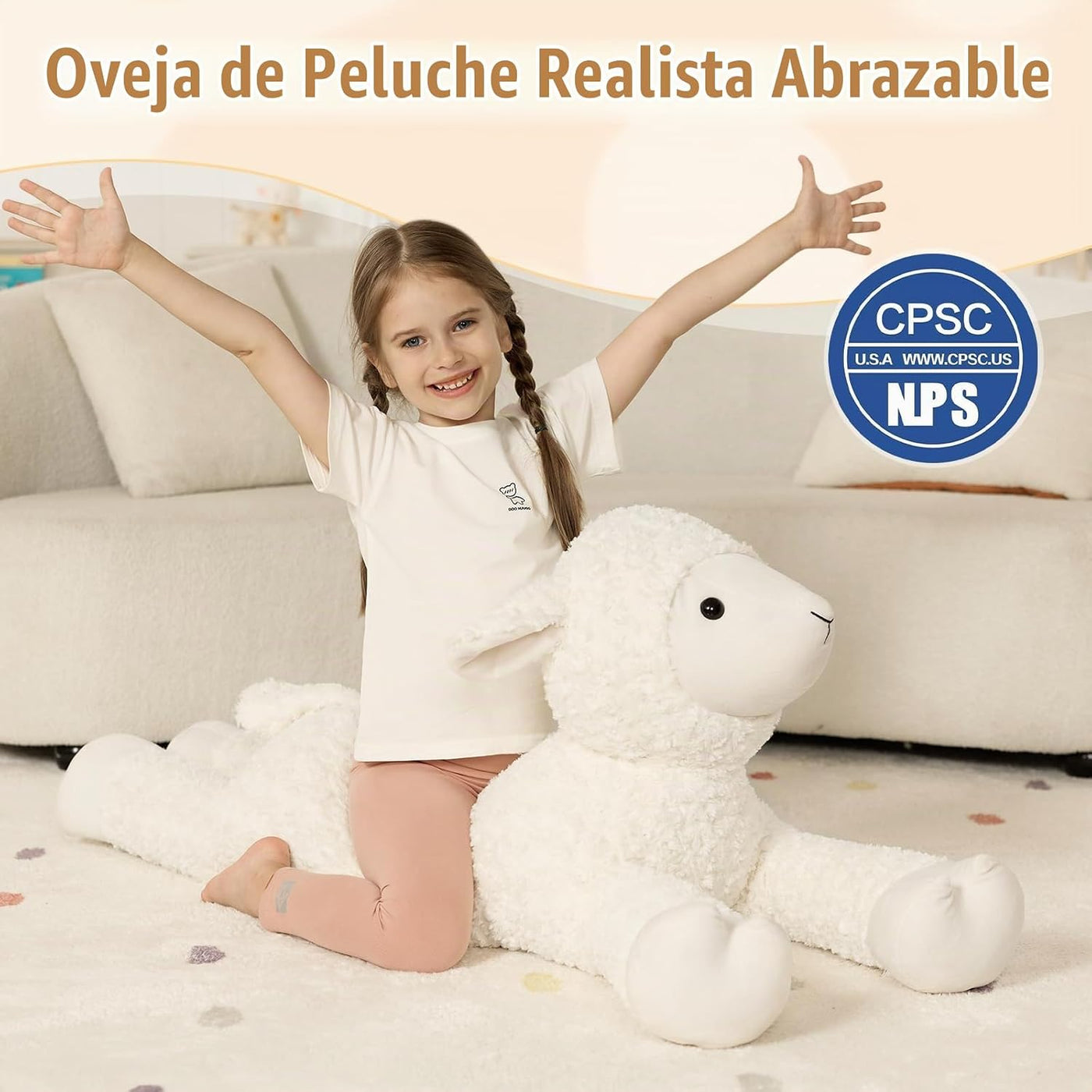 Tezituor 43.3 animal de peluche gigante de ovejas blancas, almohada...