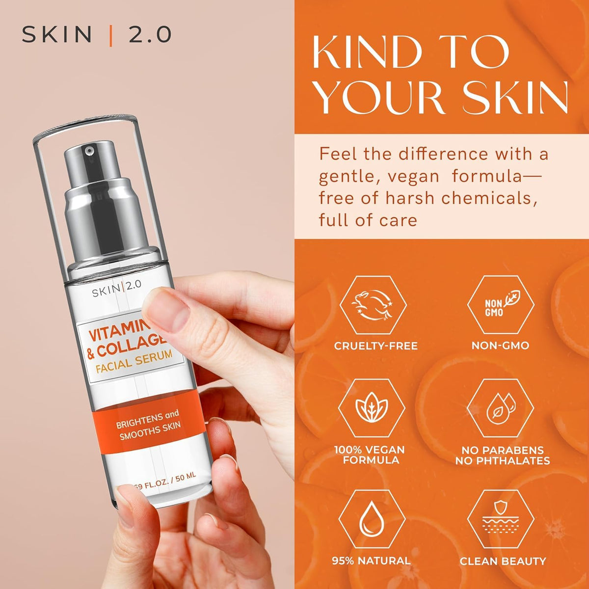 Skin 2.0 Suero de vitamina C con colágeno, antienvejecimiento y eli...