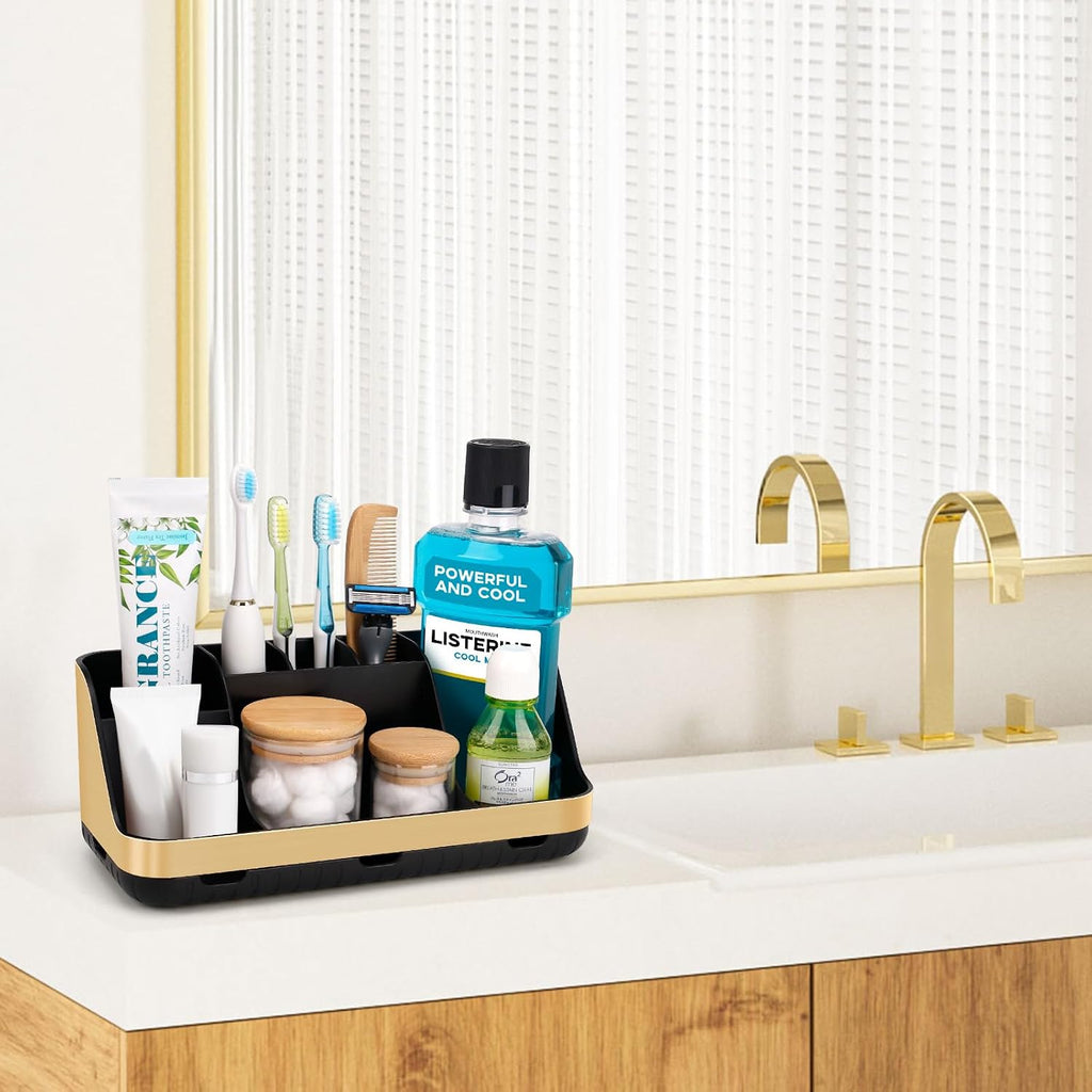 GFWARE Soportes para cepillo de dientes dorados para baños Organiza...