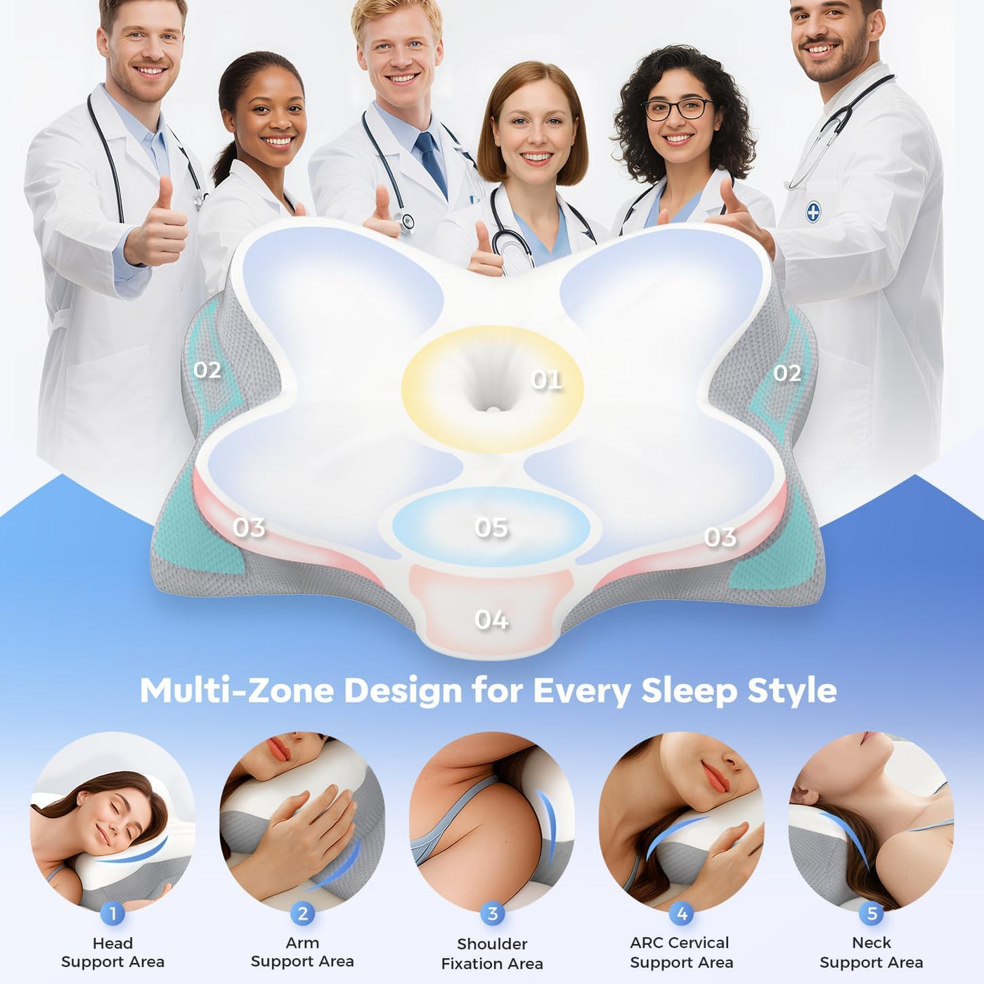 Almohada cervical ergonómica ultra cómoda, almohada cervical de esp...