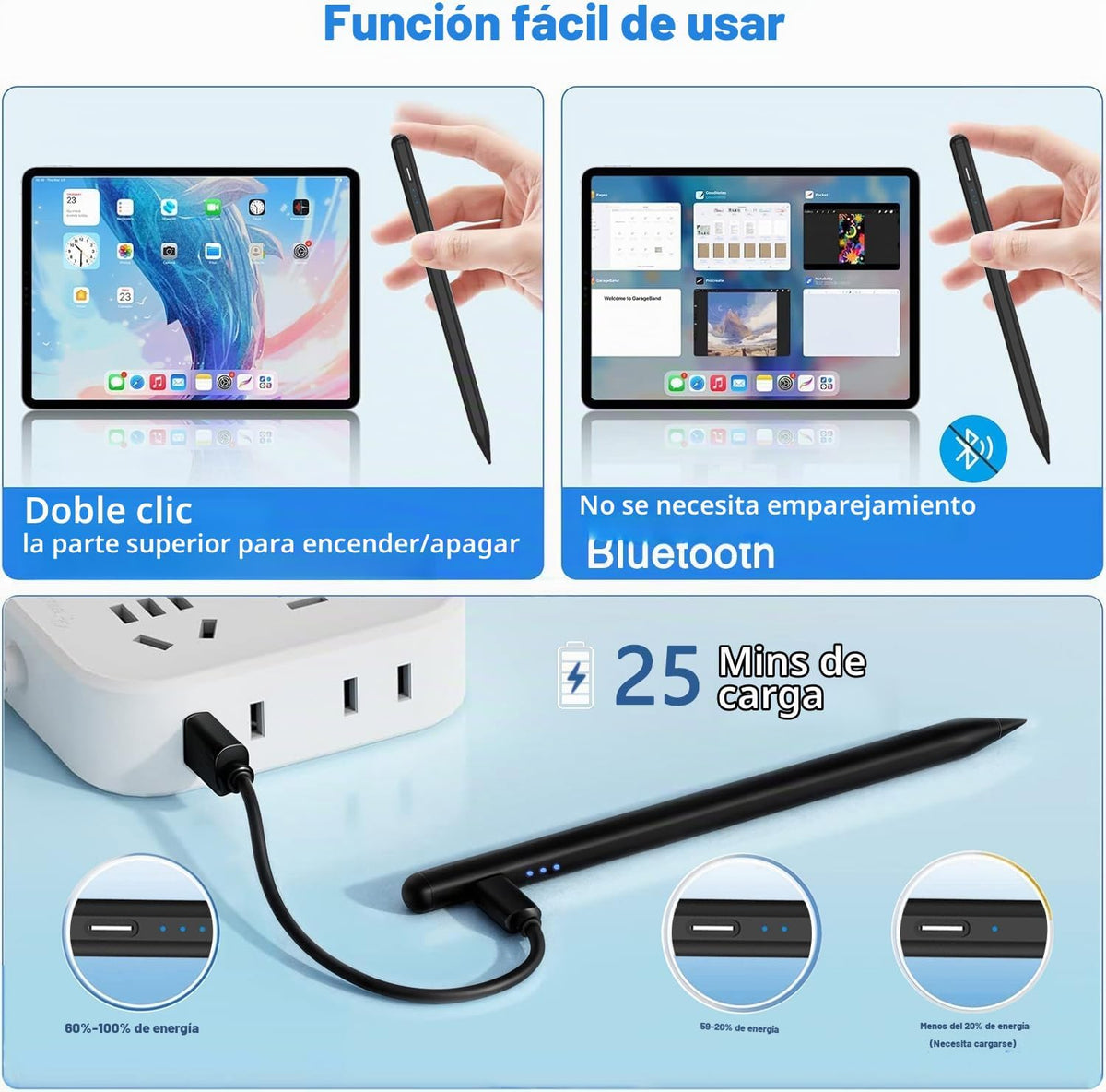 Lápiz óptico para Apple iPad A16\/11th 2026-2018 iPad Pencil A16\/1...