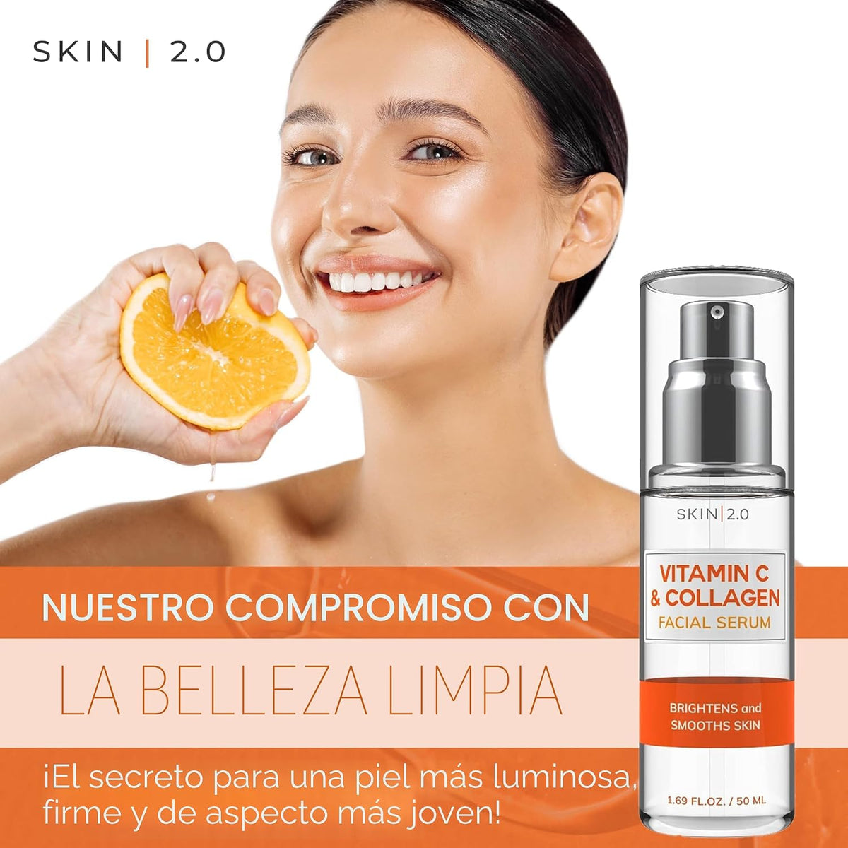 Skin 2.0 Suero de vitamina C, probado por dermatólogos, antienvejec...