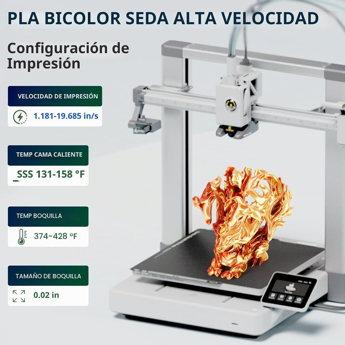 ERYONE Filamento de ácido poliláctico (PLA) de seda bicolor para im...