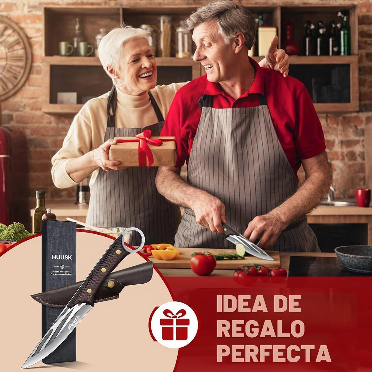 Huusk - Cuchillo deshuesador japonés para cortar carne con funda, h...