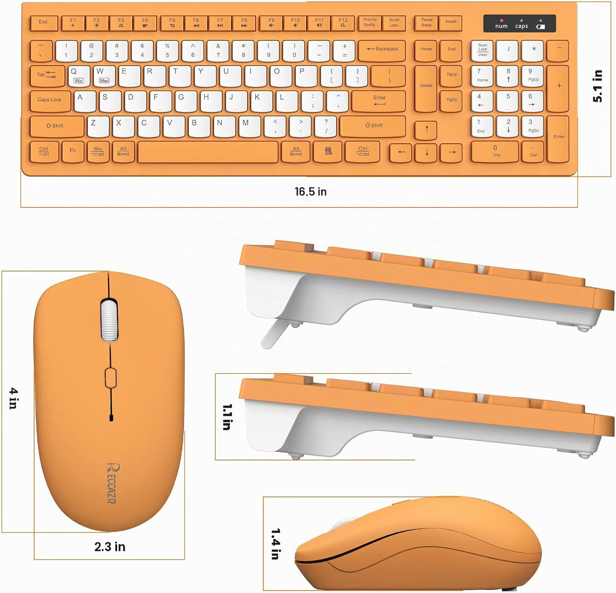 Teclado inalámbrico y mouse combinado silencioso para oficina y hog...