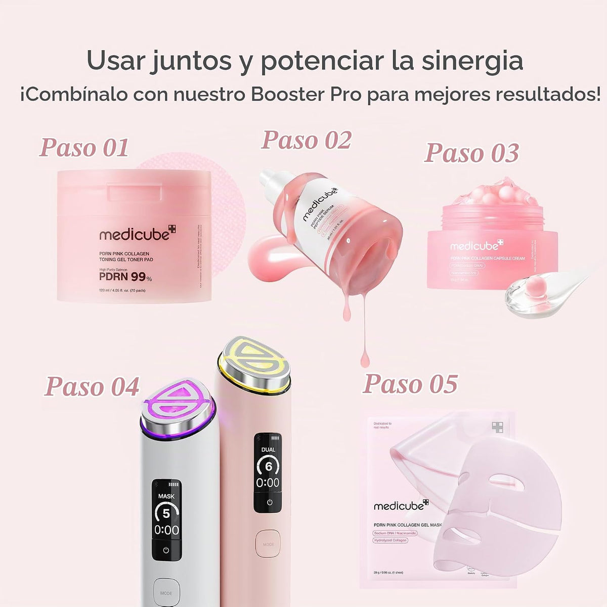 medicube PDRN Pink Peptide Serum, Suero de brillo rosa, Péptido, Ni...