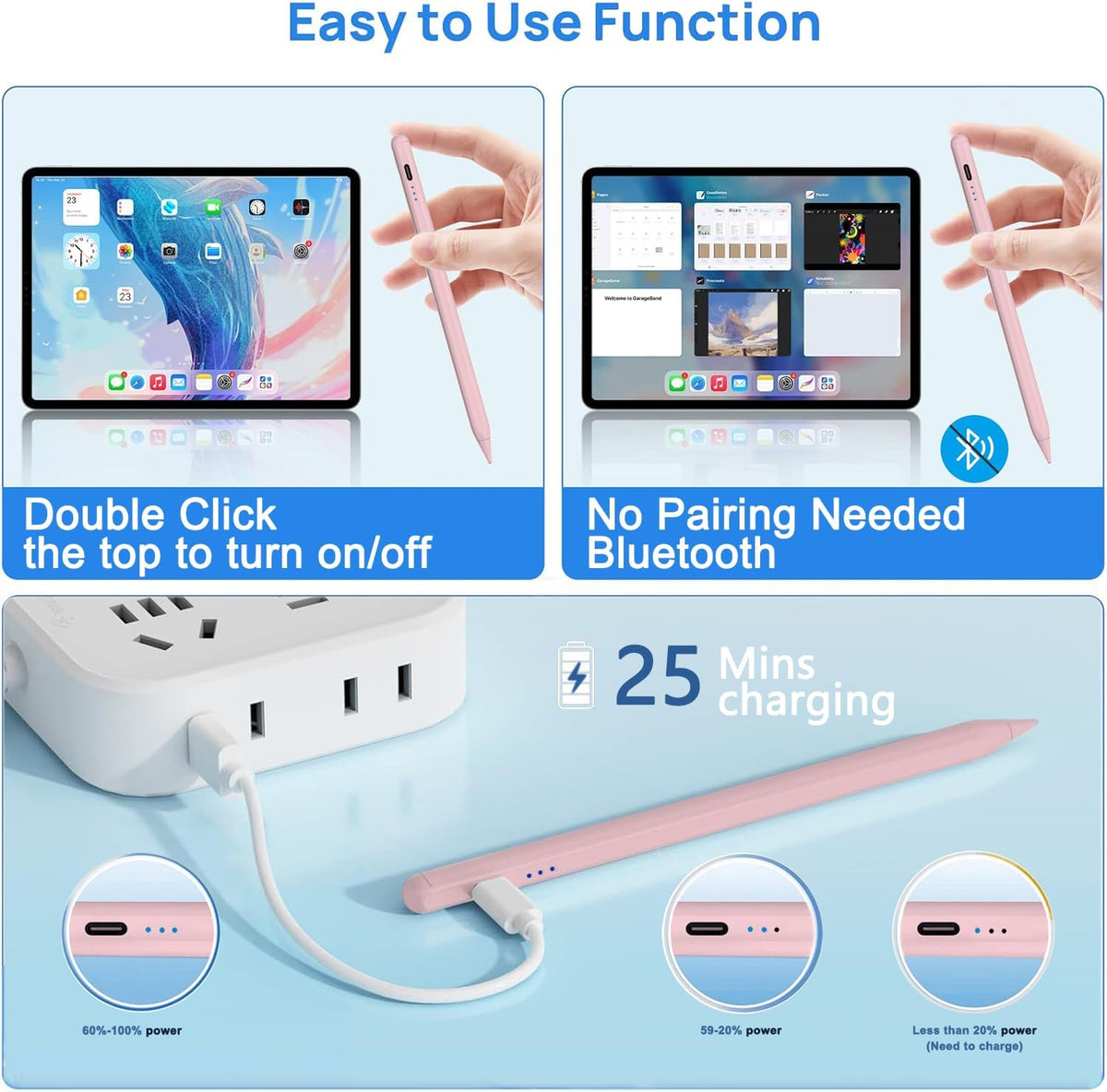 Lápiz óptico para Apple iPad A16\/11th 2026-2018 iPad Pencil A16\/1...