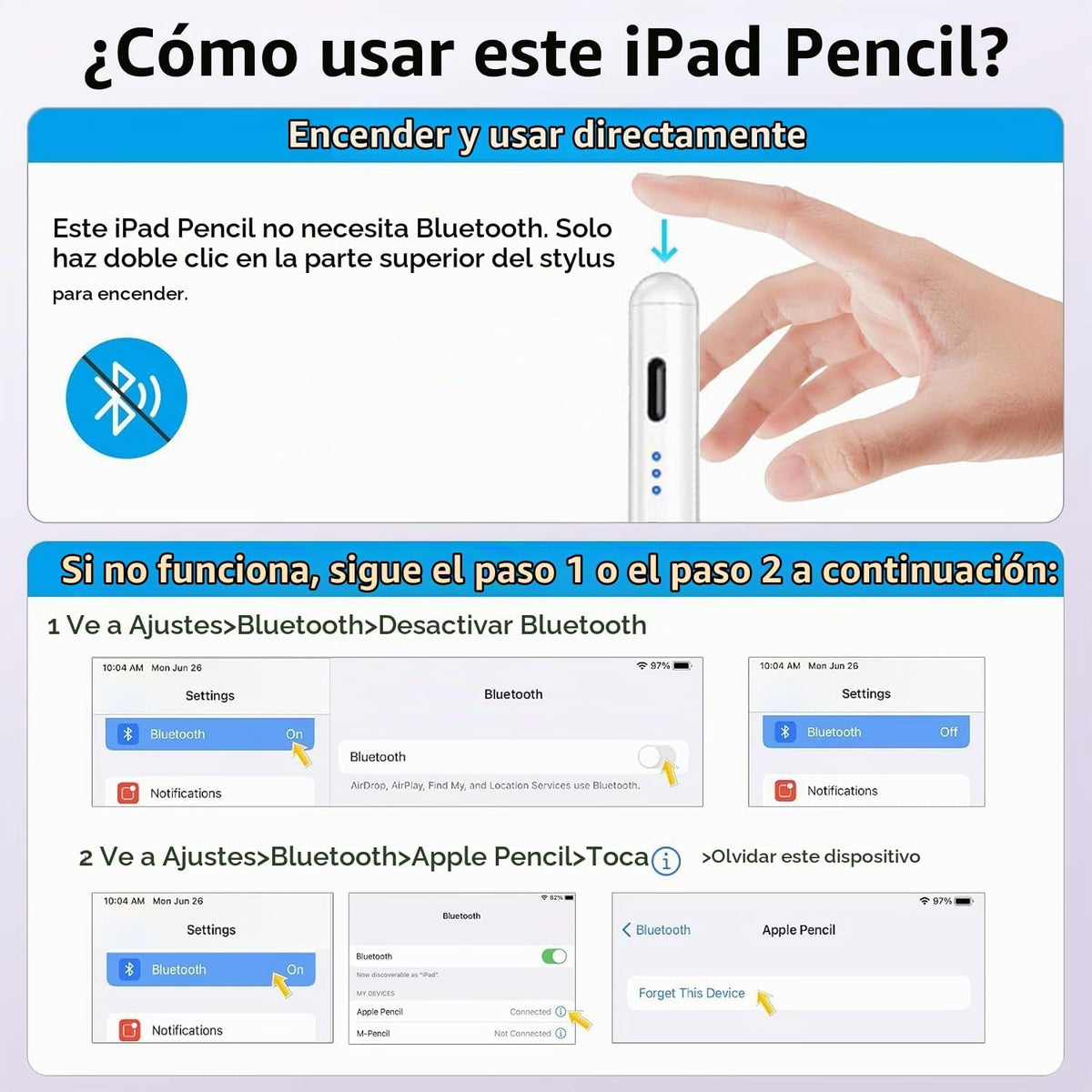 Lápiz óptico para Apple iPad A16\/11th (2018-2026), paquete de 2 bo...