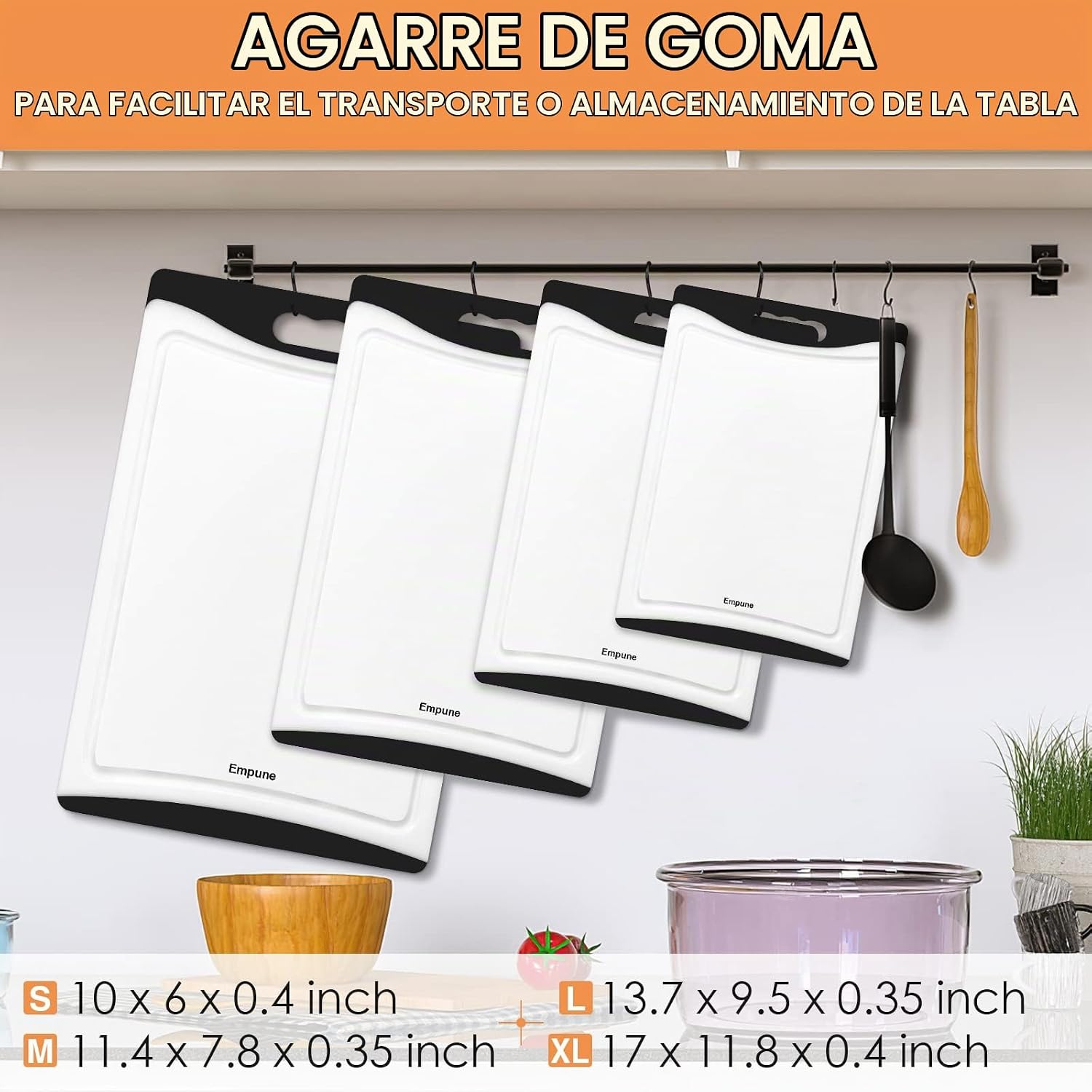 Tablas de cortar extra grandes, de plástico para cocina (juego de 4...