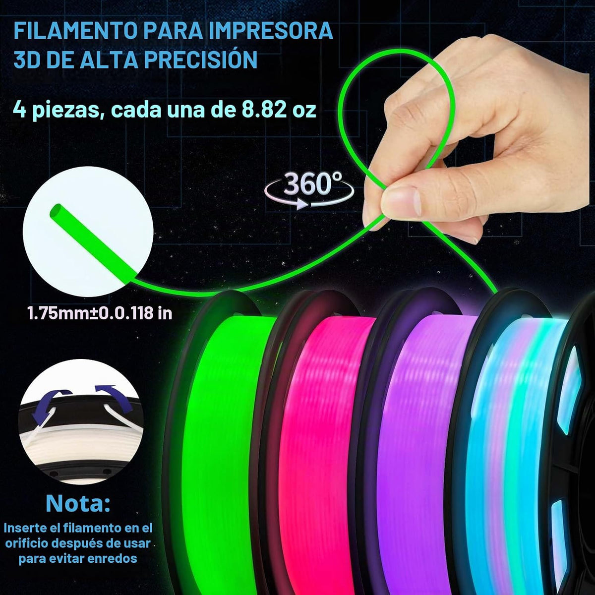 Frucindra Filamento de ácido poliláctico (PLA) + para impresora 3D...