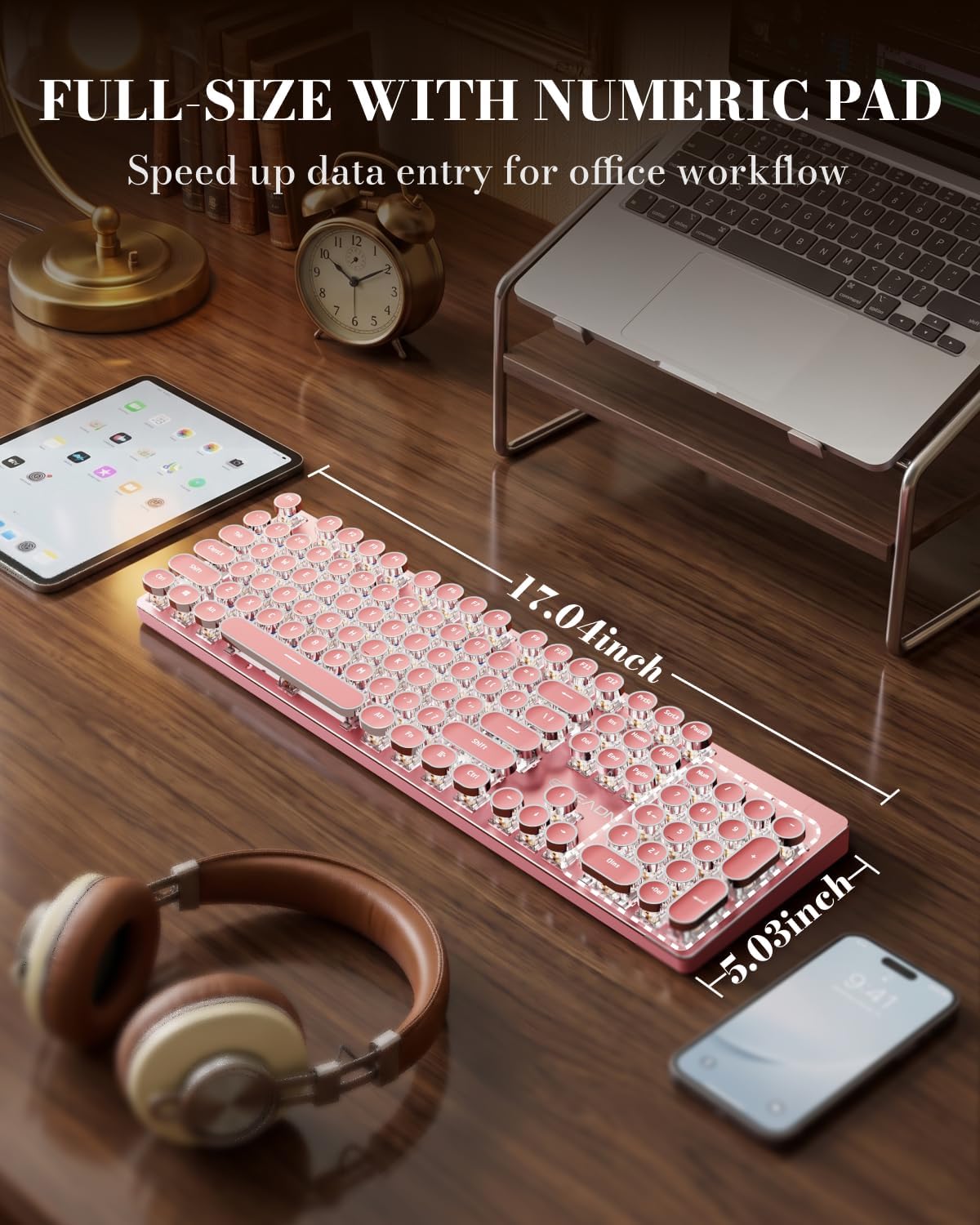 Teclado mecánico inalámbrico estilo máquina de escribir con | Bluet...