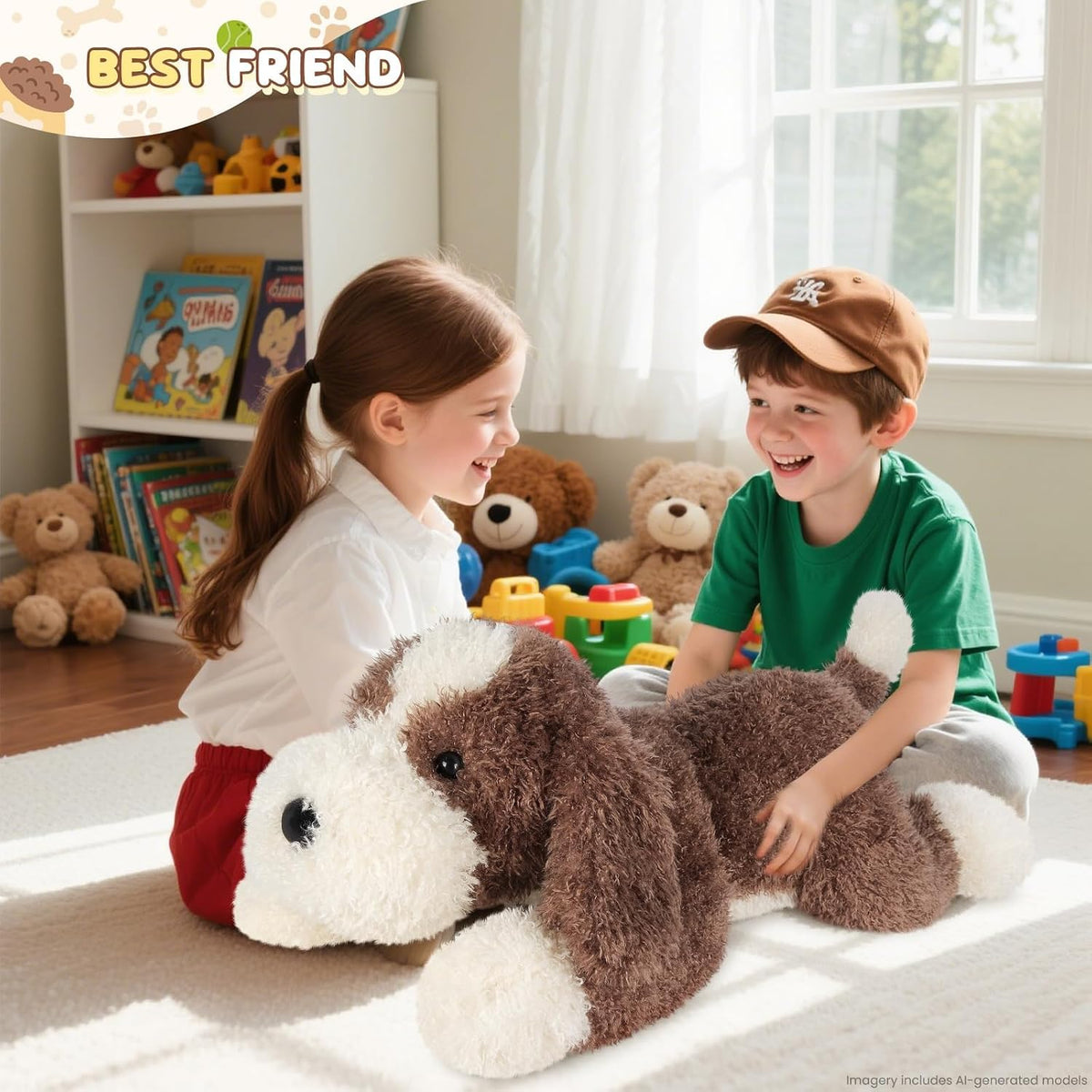 SuzziPals Perro Gigante de Peluche Marrón de 76 cm, Animal de Peluc...